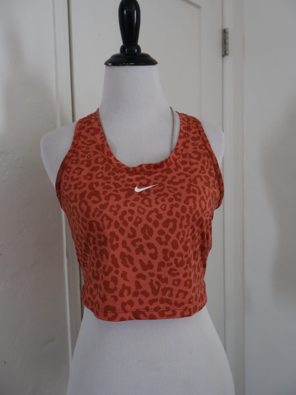 Nike Dri-FIT Animal Print Cropped Training Tank Scoop Neck Orange